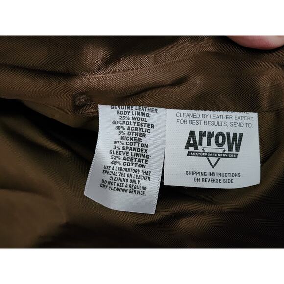 LONE PINE Leather Romeo Jacket Men 46 Brown Beige Wool Lined Outdoor Made In USA - Picture 6 of 13